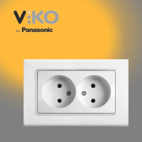 Розетка двойная без заземления белая VIKO LINNERA 